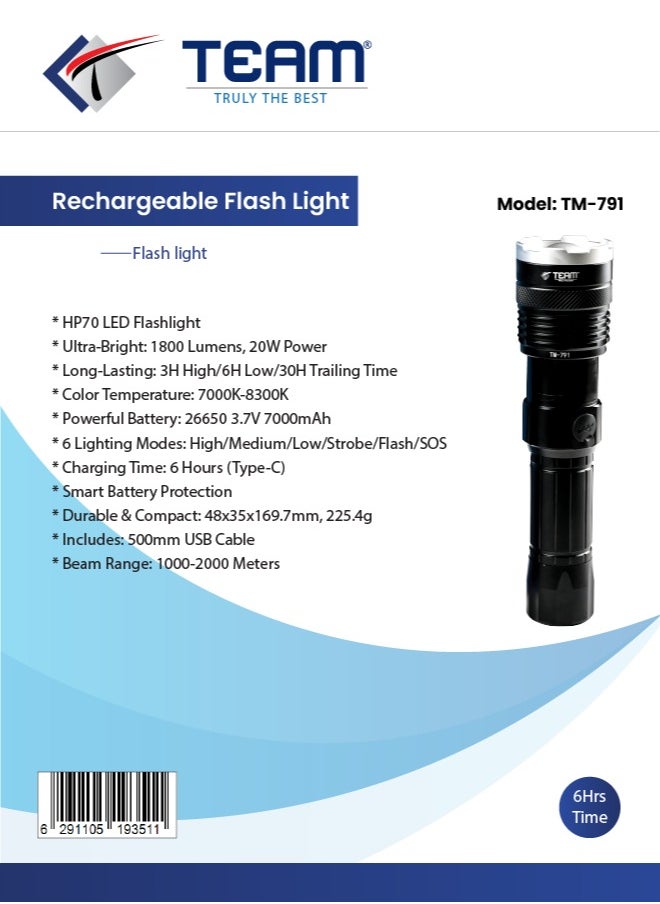 TEAM TEAM LED Flashlight | LED Torch | Portable LED Torch | Travel-Friendly Torch | Portable Torch.  - Image 5