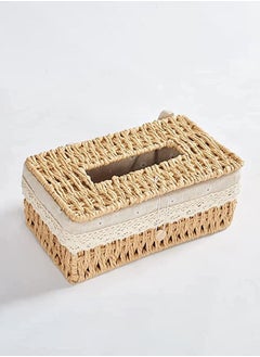 HOME TASTE Hometaste Tissue Box Napkin Holder Hand Woven Tissue Case Facial Tissue Holder Tissue Box Cover Tissue Holder Tissue Box Cover Napkin Dispenser For Home Living Room Bedroom (Beige) 