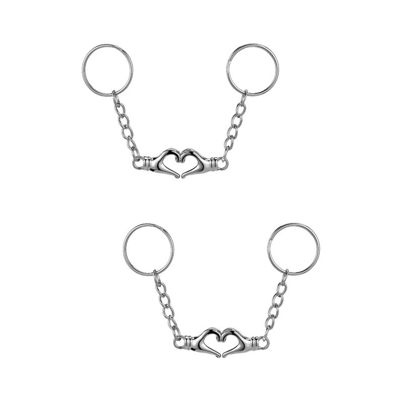2 Pairs Matching Keychains Heart Keychains Magnetic Couple Keychains Cute Pendant Keyring Valentine Present - Image 1