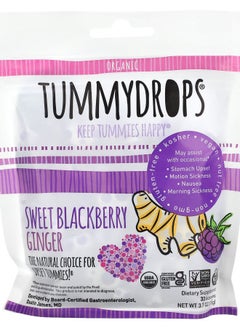 TUMMYDROPS Organic Sweet Blackberry Ginger 33 Lozenges 