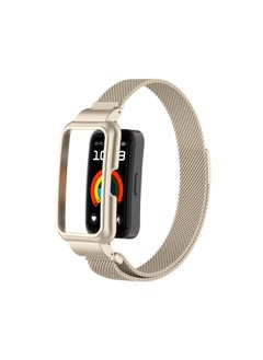 For HuaweiBracelet 10 Strap For HuaweiBand987 Glory Bracelet Universal Wristband Milanese Strap-Color:Starlight Color-Specifications:Applicable To For HuaweiBand 10/9/8/7 Generation (with Metal Case)