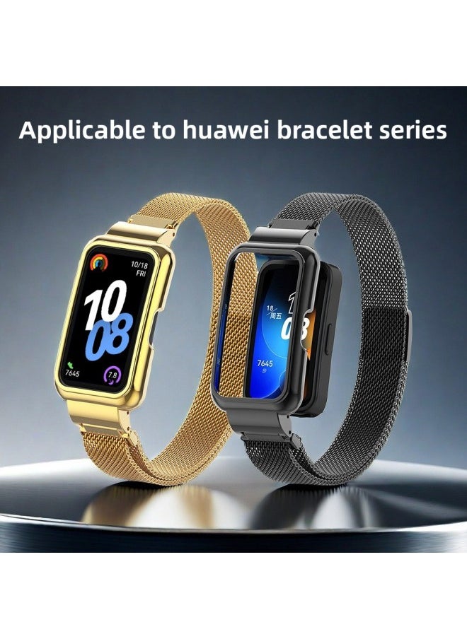 Generic - For HuaweiBracelet 10 Strap For HuaweiBand987 Glory Bracelet Universal Wristband Milanese Strap-Color:Starlight Color-Specifications:Applicable To For HuaweiBand 10/9/8/7 Generation (with Metal Case) - Image 1