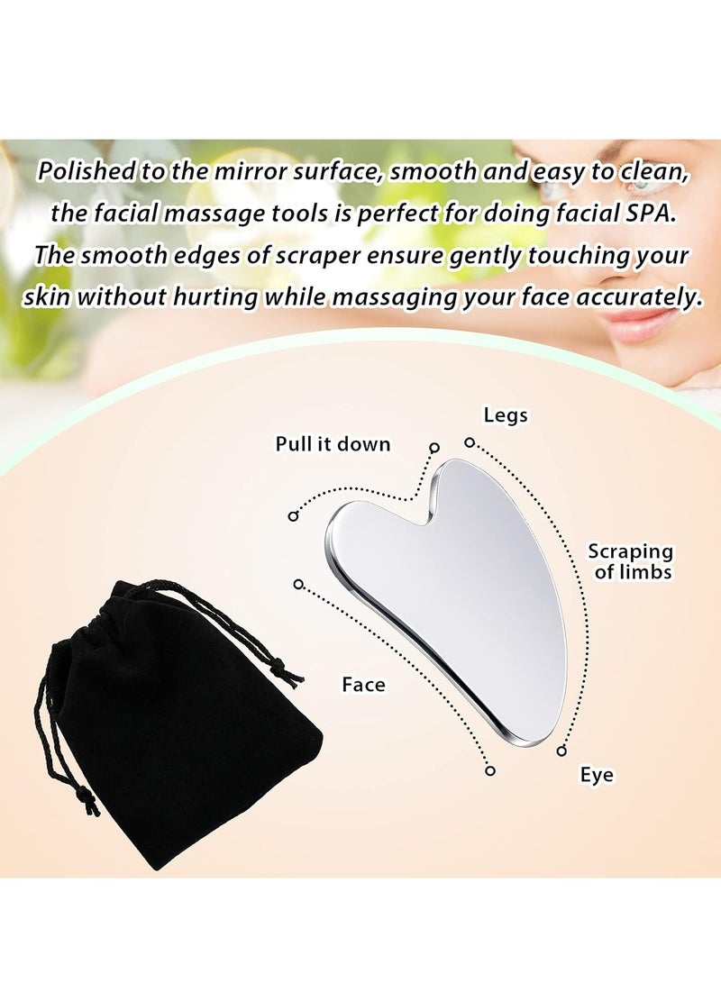 Generic Stainless Steel Gua Sha Facial Tools, Face Metal Gua Sha Tighten Skin Massage Guasha Scraping Beauty Tool for Body Eyes Neck Skin Massager  - Image 2