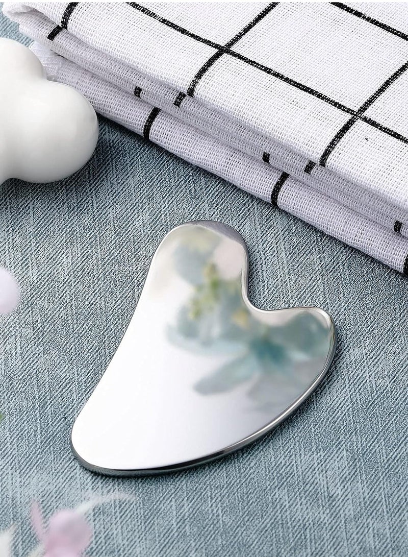 Generic Stainless Steel Gua Sha Facial Tools, Face Metal Gua Sha Tighten Skin Massage Guasha Scraping Beauty Tool for Body Eyes Neck Skin Massager  - Image 4