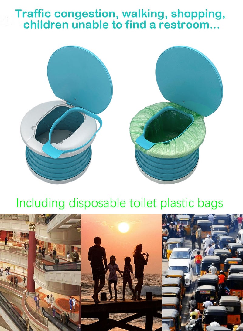 Syraith Toddler Potty, Portable Potty for Toddler Travel Foldable Potty Training Seat, Travel Potty with Potty Bags and Flusher for Travel, Car, Camping, Park,Outdoor, Indoor - Image 4