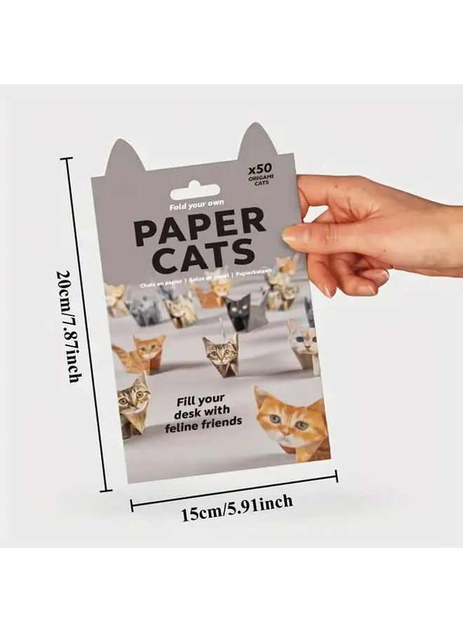 Foldable Paper Cat Desktop Decorations 50pcs DIY Handmade Stackable Cats - Image 1