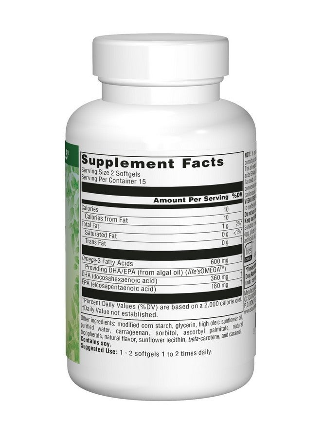 Source Naturals Vegan True, Non-Fish Omega-3s, EPA-DHA Supports Heart and Brain Health*, 300 mg - 30 Vegan Softgels - Image 4