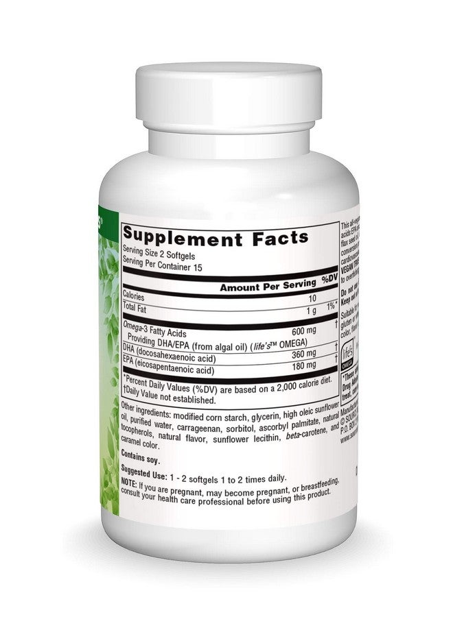 Source Naturals Vegan True, Non-Fish Omega-3s, EPA-DHA Supports Heart and Brain Health*, 300 mg - 30 Vegan Softgels - Image 3