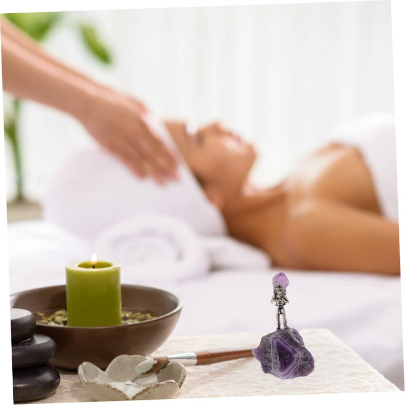 تمثال مصغر لعمال المناجم من كتلة الكريستال الأخضر، زخرفة مكتبية فريدة، عمل فني من الحجر الطبيعي - Image 3