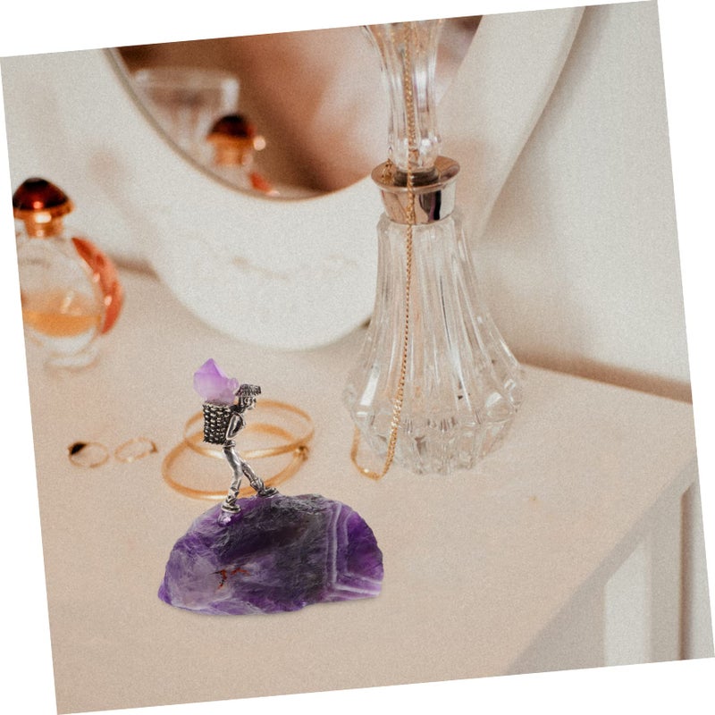 تمثال مصغر لعمال المناجم من كتلة الكريستال الأخضر، زخرفة مكتبية فريدة، عمل فني من الحجر الطبيعي - Image 4