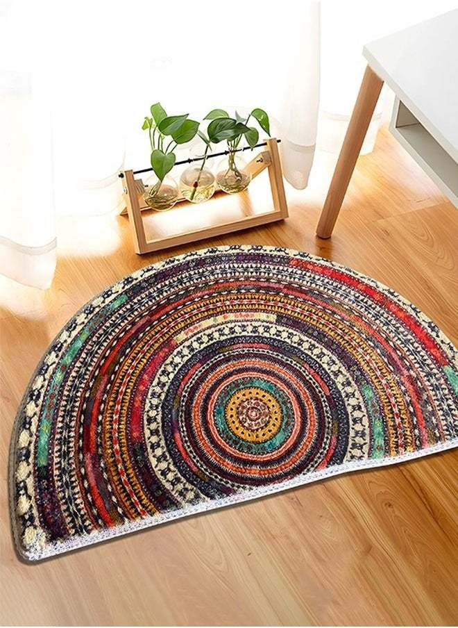 Bohemia Ethnic Semi Circle Floor Rug for Bathroom