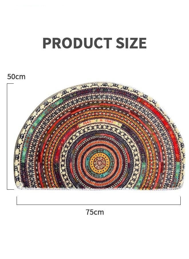 Bohemia Ethnic Semi Circle Floor Rug for Bathroom