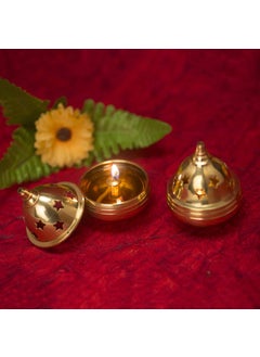 KAPER KAPER Light Up Your Diwali Adorable Small Brass Diya for Puja Set of 2 Festive Decorations Oil Lamp Home Decor and Gifting25 Inches 