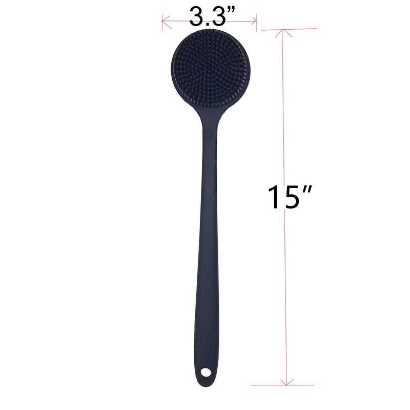 DNC Back Scrubber for Shower Soft Silicone Bath Body Brush with Long Handle, BPA-Free, Hypoallergenic (Black) - Image 4