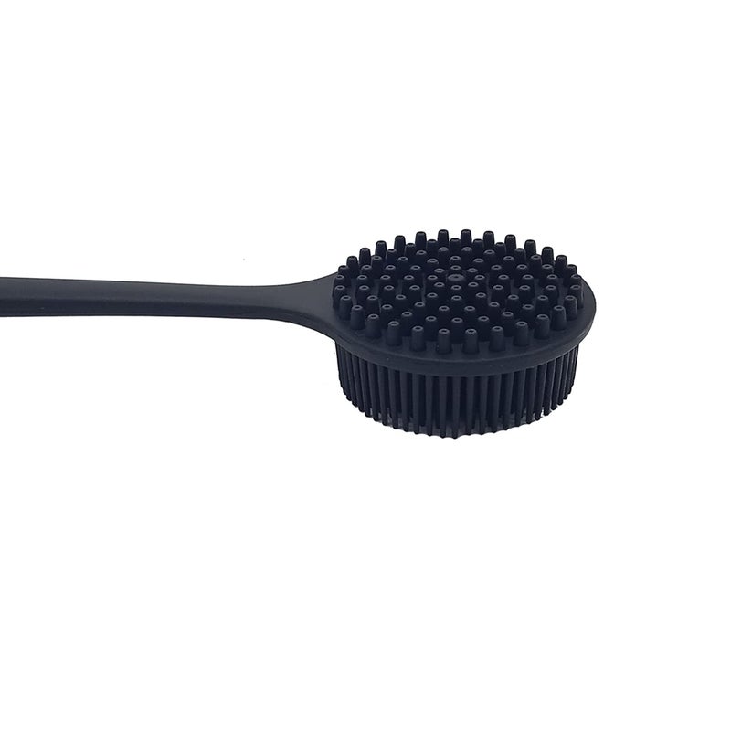 DNC Back Scrubber for Shower Soft Silicone Bath Body Brush with Long Handle, BPA-Free, Hypoallergenic (Black) - Image 2