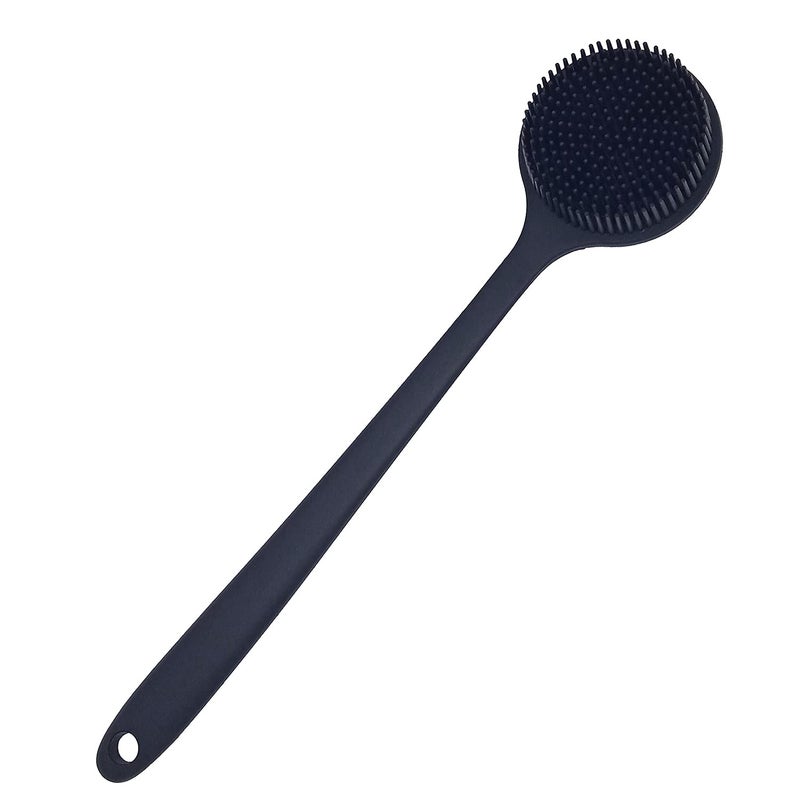 DNC Back Scrubber for Shower Soft Silicone Bath Body Brush with Long Handle, BPA-Free, Hypoallergenic (Black) - Image 1