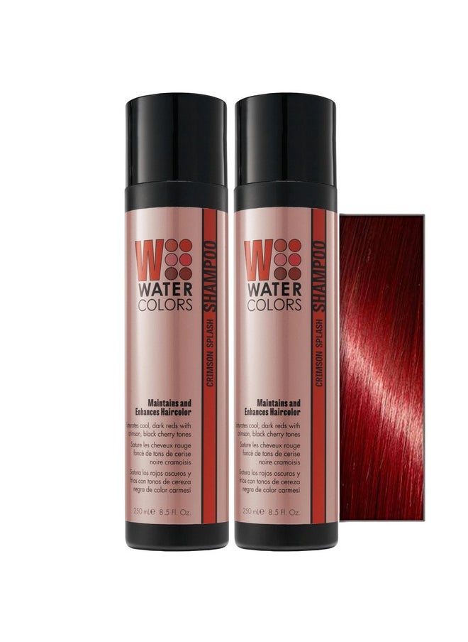 Watercolors - Atercolors Color Depositing Sulfatefree Shampoo Maintains & Enhances Haircolor Hair Dye Maintenance Wash Classic Crimson Splash 8.5 Fl Oz (Pack Of 2) - Image 1