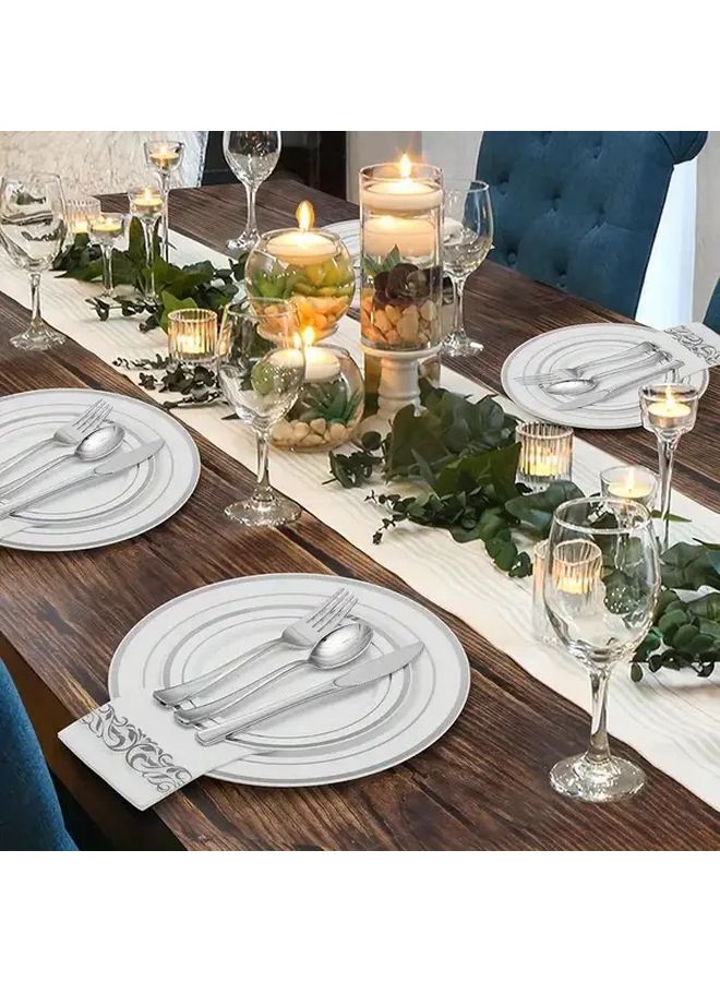 10pcs Bright Silvery Shiny Minimalist High End Party Tableware Set Hand Washable Reusable For Parties Gatherings Conferences Weddings Dances Dinners Beach Halloween Christmas Receptions - Image 2