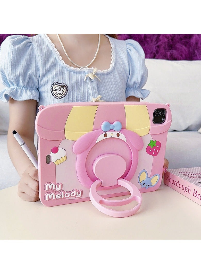 general Suitable for iPad pro 2018/2020/2021 11 inch Silicone Case with Rotating Stand Tablet Case Cartoon Cute Patterns Drop Protection Case - Image 4