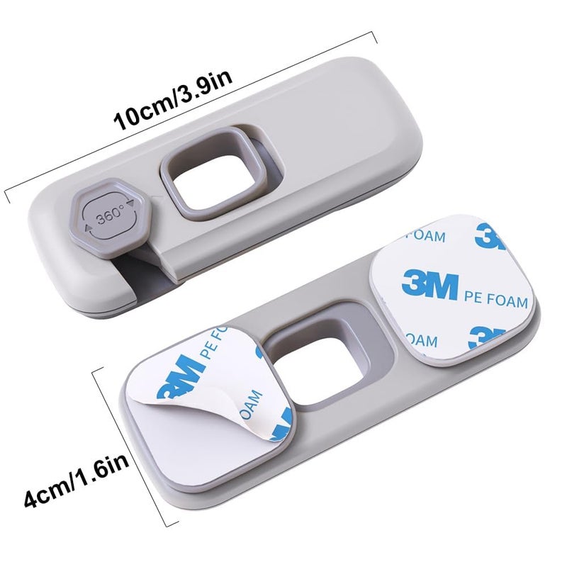 JZS Child Proof Refrigerator Lock, Fridge Locks for Kids with Sticky Adhesive Pads, Child Safety Locks for Doors, RV Refrigerator, Oven Lock Child Safety Baby Cabinet Locks (2 Pack, Grey) - Image 2