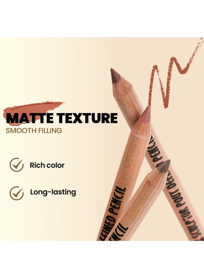 pudaier 6 Colors Flush D Crush Sculptor Pout Defined Lip Liner Pencil Lippie Pencil Matte Waterproof Long Lasting Lipstick Contour Makeup Set Full Color One Stroke Define Lip Liner Set 02 - Image 4