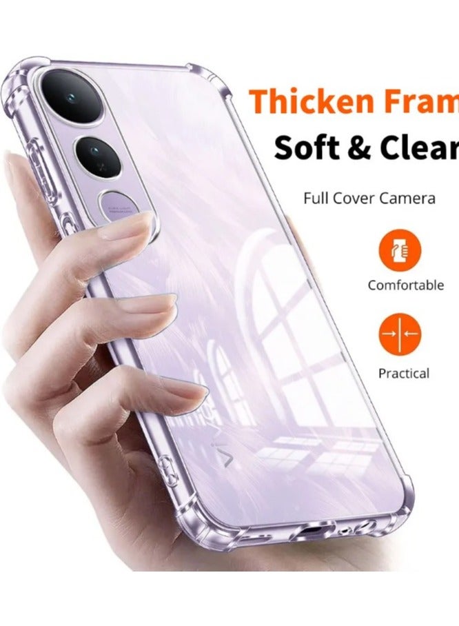Case for VIVO V50 Lite 5G Clear TPU Four Corners Protective Cover Transparent Soft funda