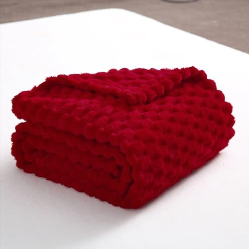 Puncuntex Red Throw Blanket 50"×60" inches Gifts for Mom Fuzzy 3D Jacquard Decorative Flannel Fleece Super Soft Plush Cozy Blanket for Couch Sofa Chair Lightweight - Image 4
