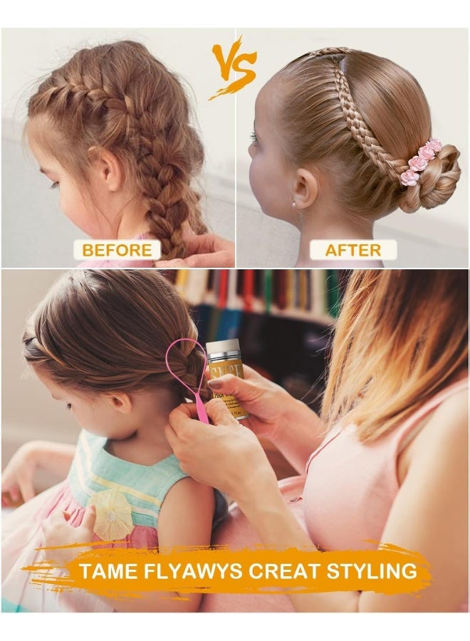 Samnyte عصا شمع الشعر وملحقات التصفيف - تنعيم الشعر المتطاير للأطفال والنساء، 1000 رباط شعر مرن، 1 فرشاة لتسريح الشعر، 2 أداة لتصفيف الشعر - تخلق ذيولًا وضفائر لهدايا الفتيات المراهقات - Image 3