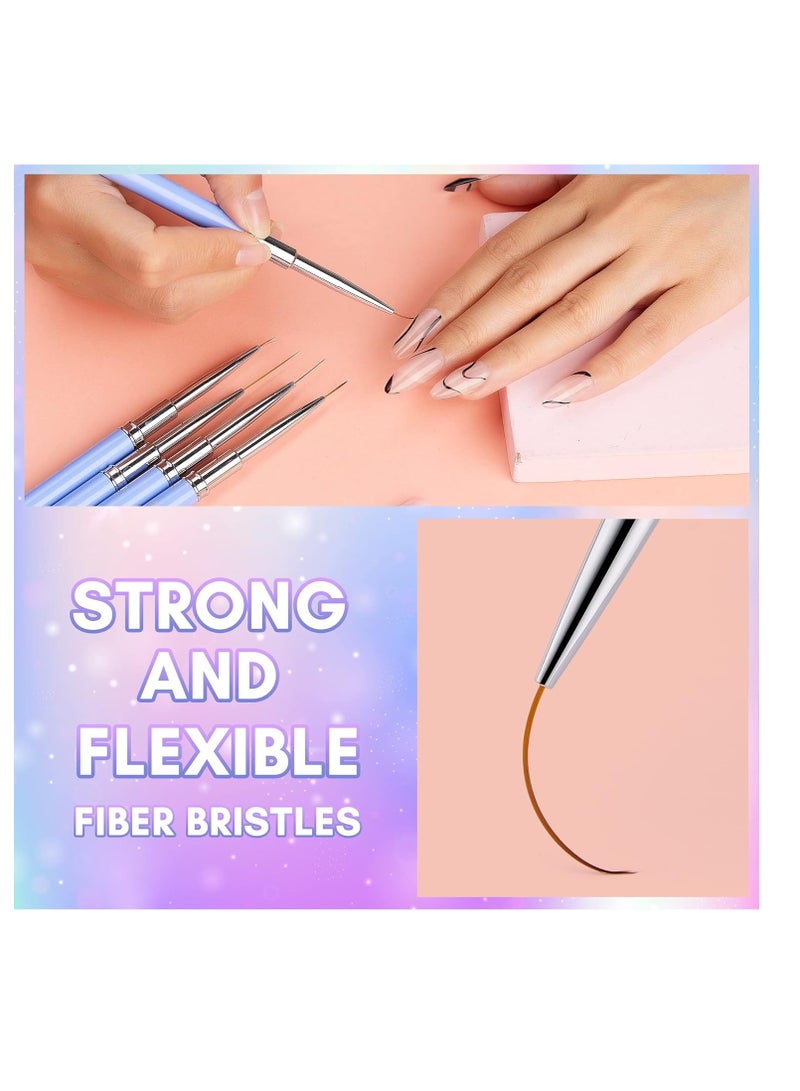 MAKARTT Nail Art Brushes,Liner for Nails, 5pcs, 7/9/11/15/25mm, Easy Hold, Thin Nail Art Design Brush Detail Brush for Gel Polish Nail Paintings Different - Image 3