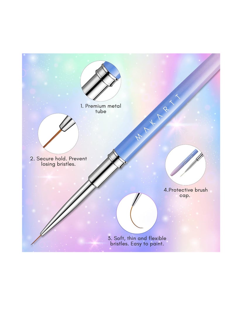 MAKARTT Nail Art Brushes,Liner for Nails, 5pcs, 7/9/11/15/25mm, Easy Hold, Thin Nail Art Design Brush Detail Brush for Gel Polish Nail Paintings Different - Image 2