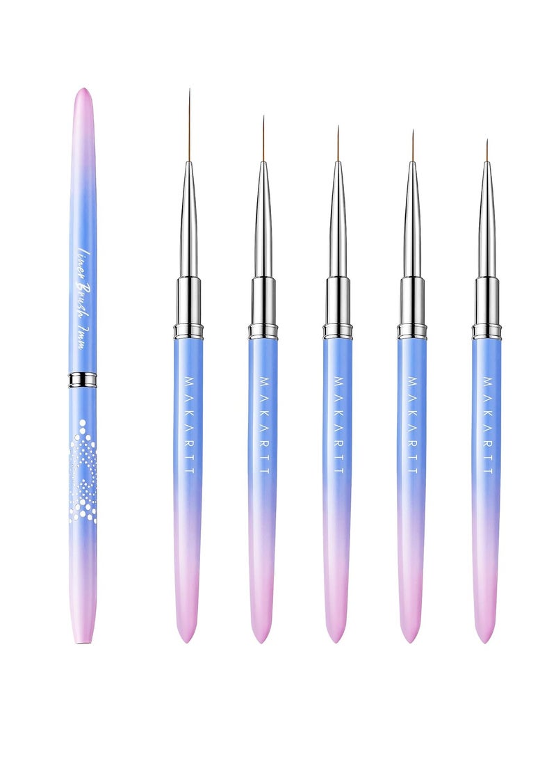 MAKARTT Nail Art Brushes,Liner for Nails, 5pcs, 7/9/11/15/25mm, Easy Hold, Thin Nail Art Design Brush Detail Brush for Gel Polish Nail Paintings Different - Image 1