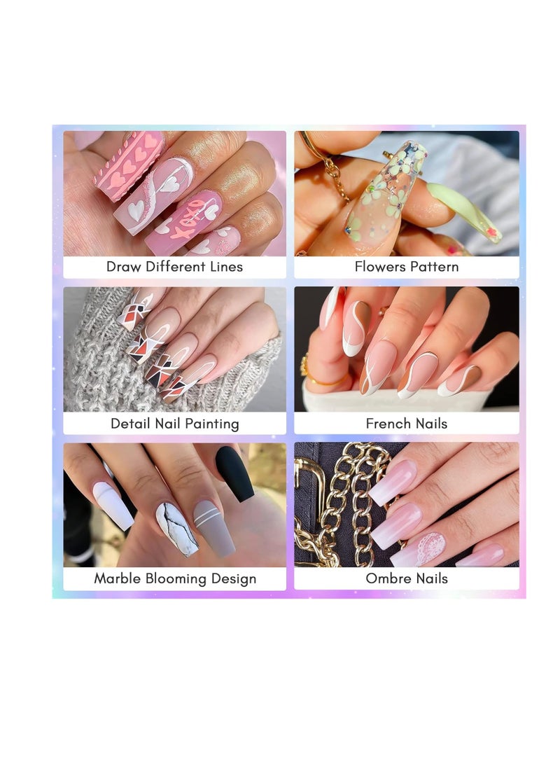 MAKARTT Nail Art Brushes,Liner for Nails, 5pcs, 7/9/11/15/25mm, Easy Hold, Thin Nail Art Design Brush Detail Brush for Gel Polish Nail Paintings Different - Image 4