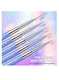 MAKARTT Nail Art Brushes,Liner for Nails, 5pcs, 7/9/11/15/25mm, Easy Hold, Thin Nail Art Design Brush Detail Brush for Gel Polish Nail Paintings Different  - Image 5