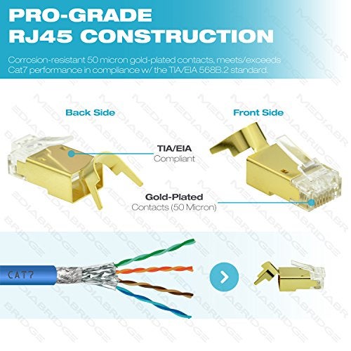 Mediabridge™ Cat7 Connector (Gold Shielded) - RJ45 Plug for Cat7 Ethernet Cable - 8P8C 50UM - 30 Pack (Part# 51P-C7-30PK) - Image 5