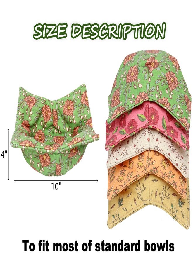 ROGITU Cotton Microwavable Bowl Cozy, Microwave-Safe Hot Bowl Holders, Soup bowl Cozy Hot Pads (Retro Flower) - Image 2