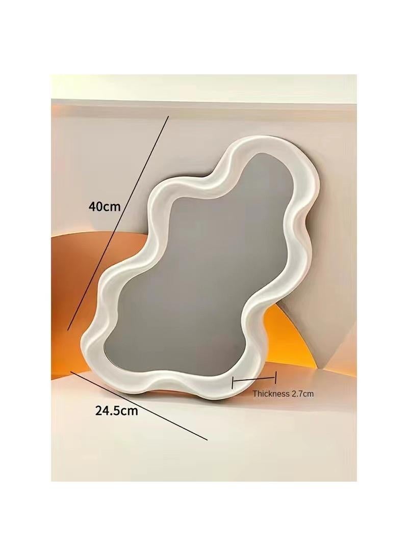 Y&D مرآة تزيين غير منتظمة بتصميم سحابي جمالي، مرآة تجميل، مرآة حائط مكتب مزخرفة لغرفة المعيشة وغرفة النوم والممر وديكور المنزل  - Image 1