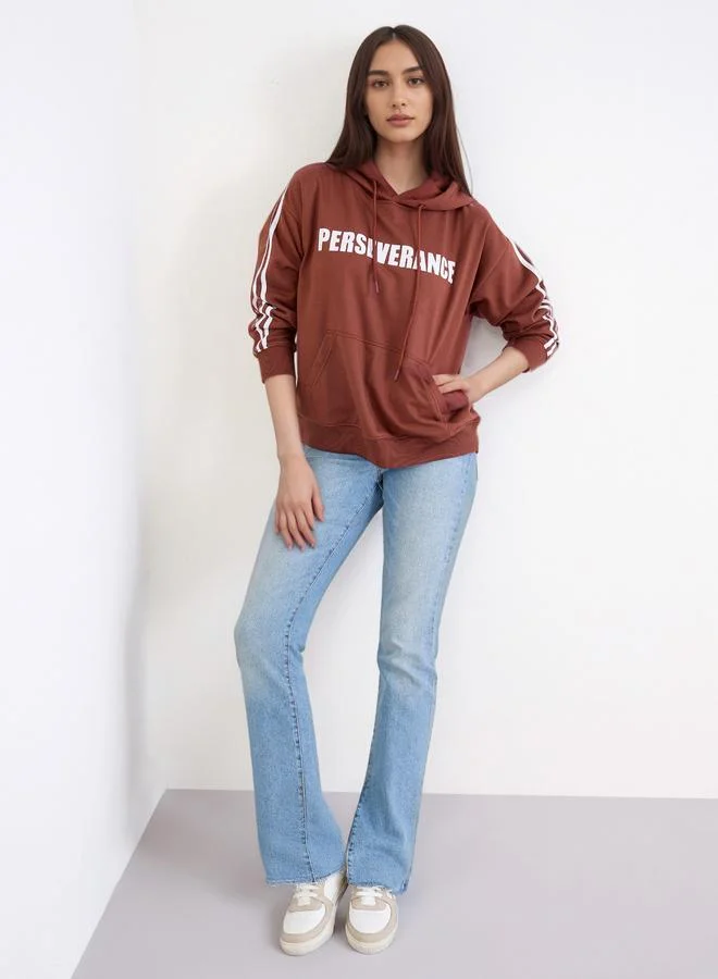 Styli Women Brown Regular Fit Hoodie