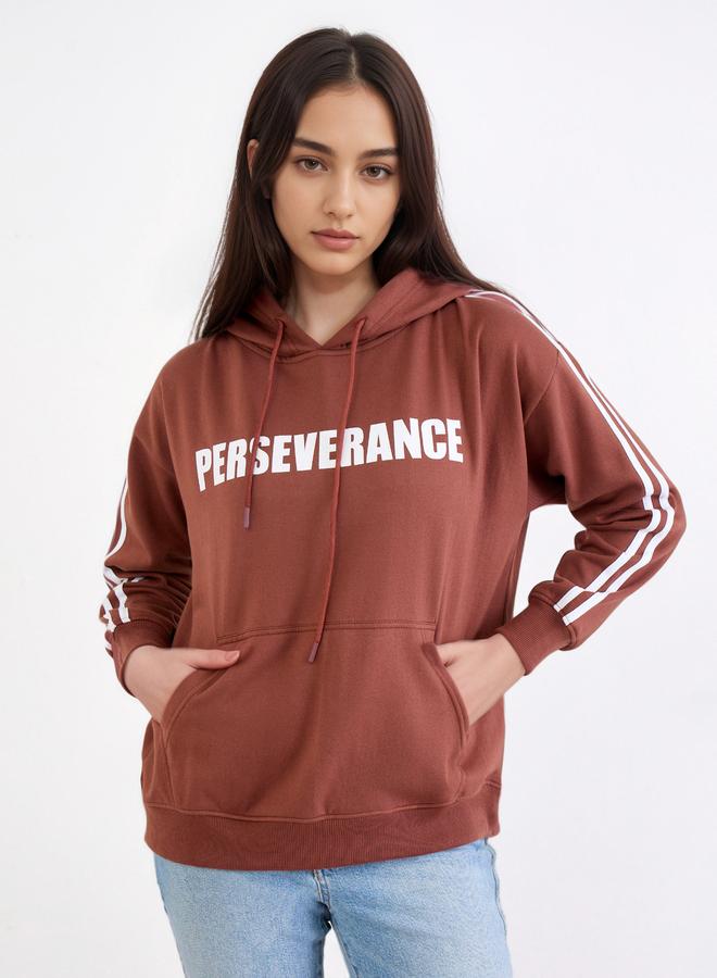 Styli Women Brown Regular Fit Hoodie - Image 3