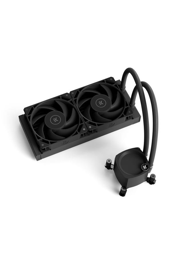 EK Water Blocks Nucleus AIO CR240 Dark All-in-One Liquid CPU Cooler with FPT Fans, Cooling Computer Parts, 120mm Fan, Compatible with Latest Intel & AMD CPUs - Image 1