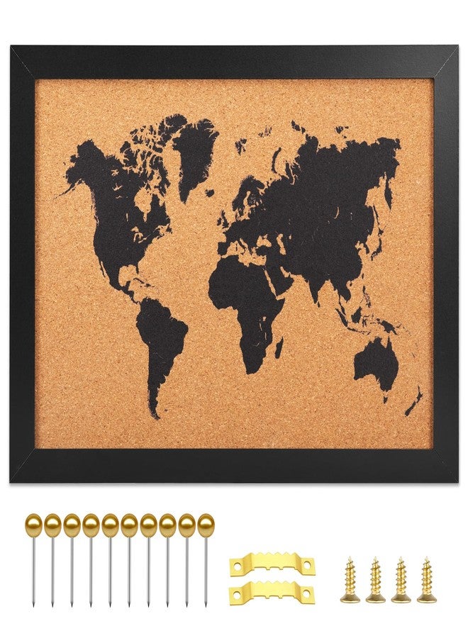 YCCYYCCY Cork Board Map of World, 14" X 11" Bulletin Boards for Walls with 10 Pins, Travel Tracker Map for Office, School and Home (WD-MAP-2636) - Image 1