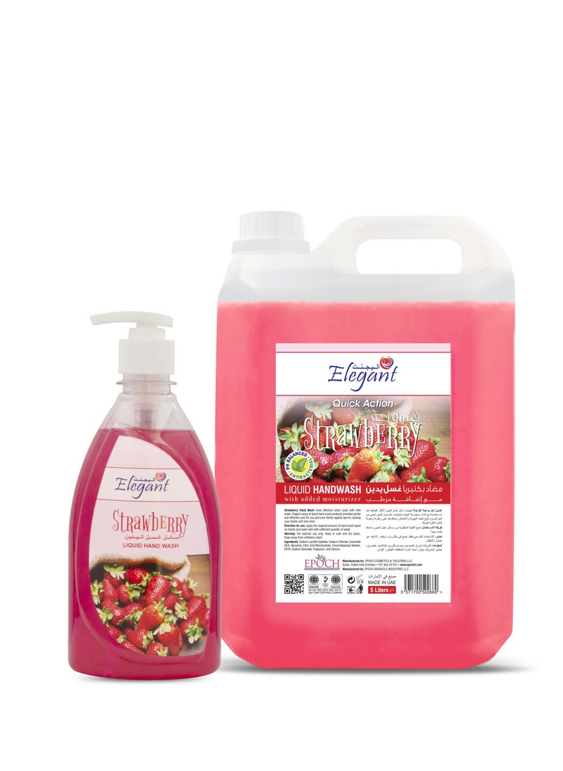 Elegant Elegant Strawberry Handwash twin Refill pack 500ml + 5 liter 