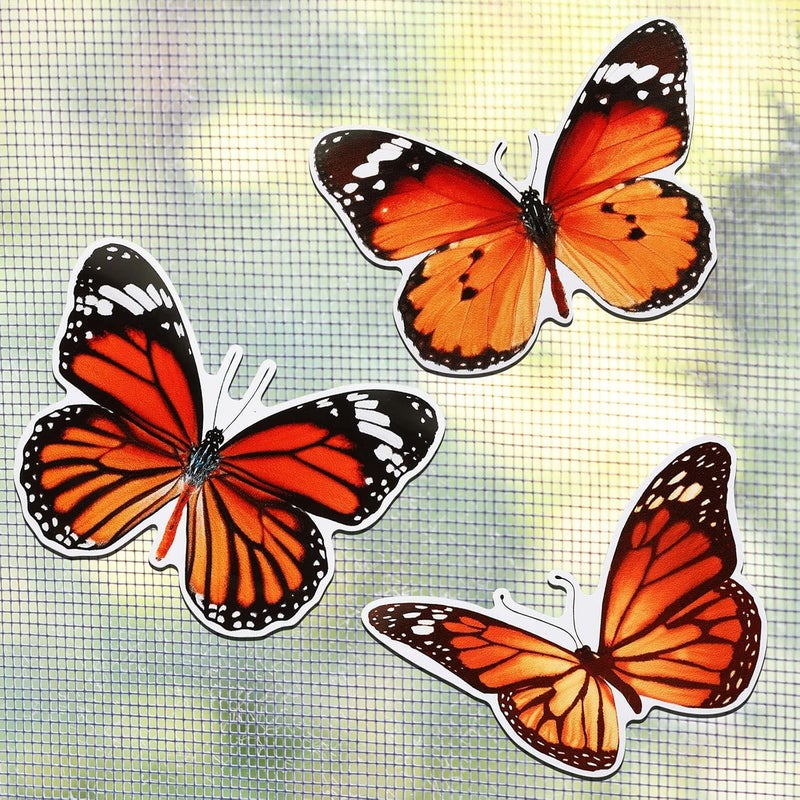 Fiada 6 Pcs Butterfly Screen Door Magnets Flexible Double Sided Door Magnets Decorative Protectors for Sliding Screen Doors Prevent People & Pets from Running into Windows (Red) - Image 1