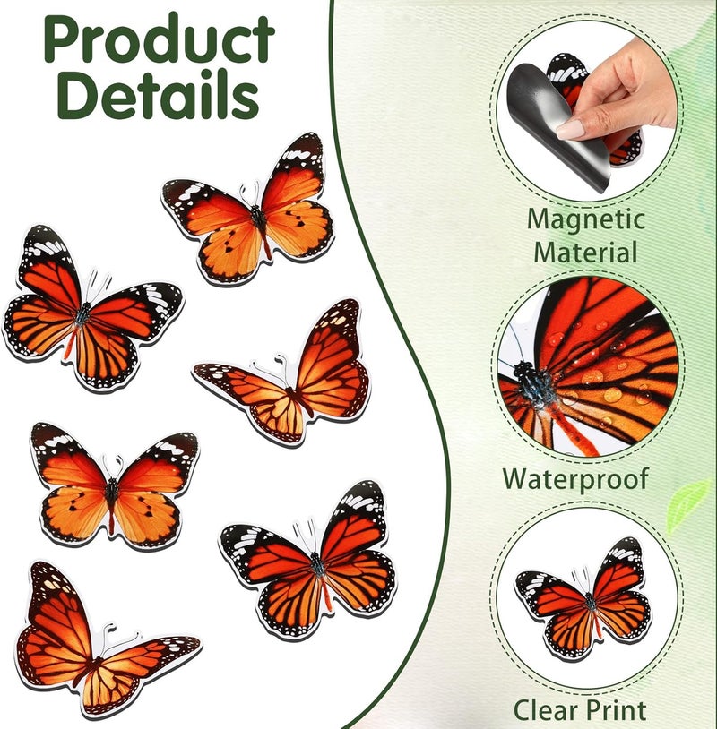 Fiada 6 Pcs Butterfly Screen Door Magnets Flexible Double Sided Door Magnets Decorative Protectors for Sliding Screen Doors Prevent People & Pets from Running into Windows (Red) - Image 3