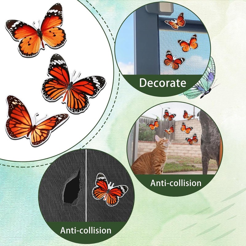 Fiada 6 Pcs Butterfly Screen Door Magnets Flexible Double Sided Door Magnets Decorative Protectors for Sliding Screen Doors Prevent People & Pets from Running into Windows (Red) - Image 4