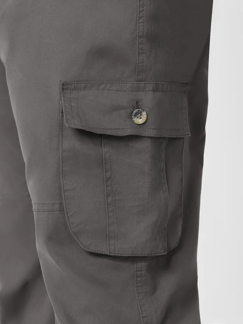 Urbano Fashion  Urbano Plus Men's Dark Grey Regular Fit Solid Cargo Chino Pant with 6 Pockets for Men | Best Price UAE