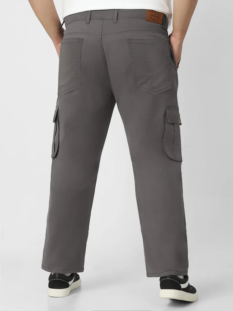 Urbano Fashion  Urbano Plus Men's Dark Grey Regular Fit Solid Cargo Chino Pant with 6 Pockets for Men | Best Price UAE