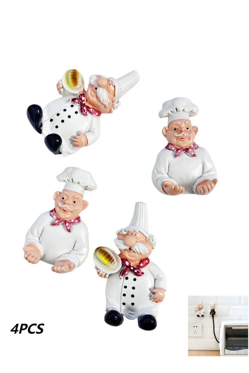 4-Piece Self Adhesive Chef Resin Wall Hook Hanger 30cm multicolor 30cm - Image 1