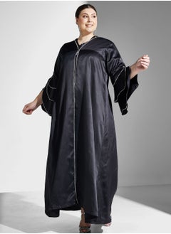 Plus size abaya with embellished cuff with sheila