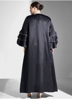 Khizana Plus size abaya with embellished cuff with sheila  - Image 2