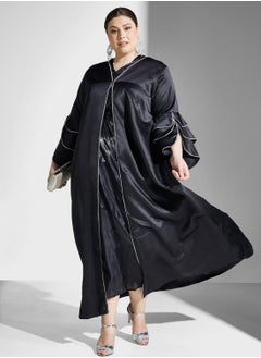 Khizana Plus size abaya with embellished cuff with sheila  - Image 5
